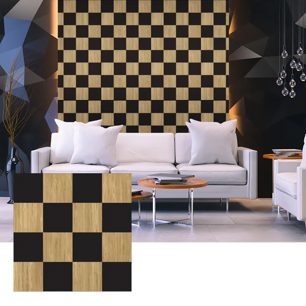 Панелҳои акустикии 3D Wood Veneer барои тарҳрезии девори дохилӣ Панелҳои акустикии 3D Wood Veneer барои тарҳрезии девори дохилӣ
