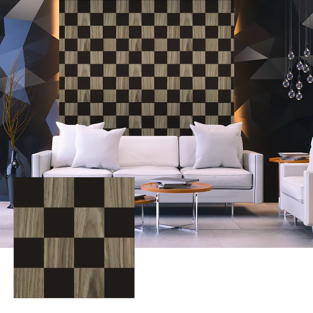 Панелҳои акустикии 3D Wood Veneer барои тарҳрезии девори дохилӣ