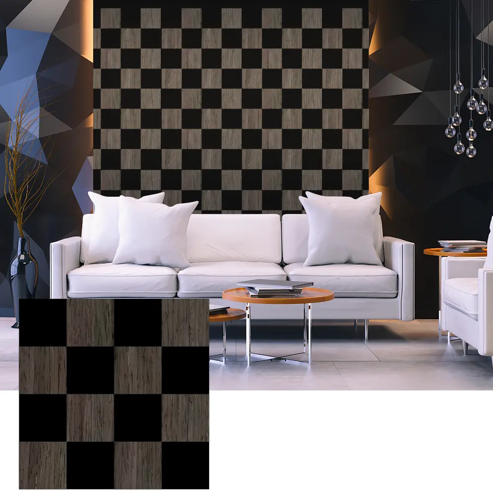 Панелҳои акустикии 3D Wood Veneer барои тарҳрезии девори дохилӣ