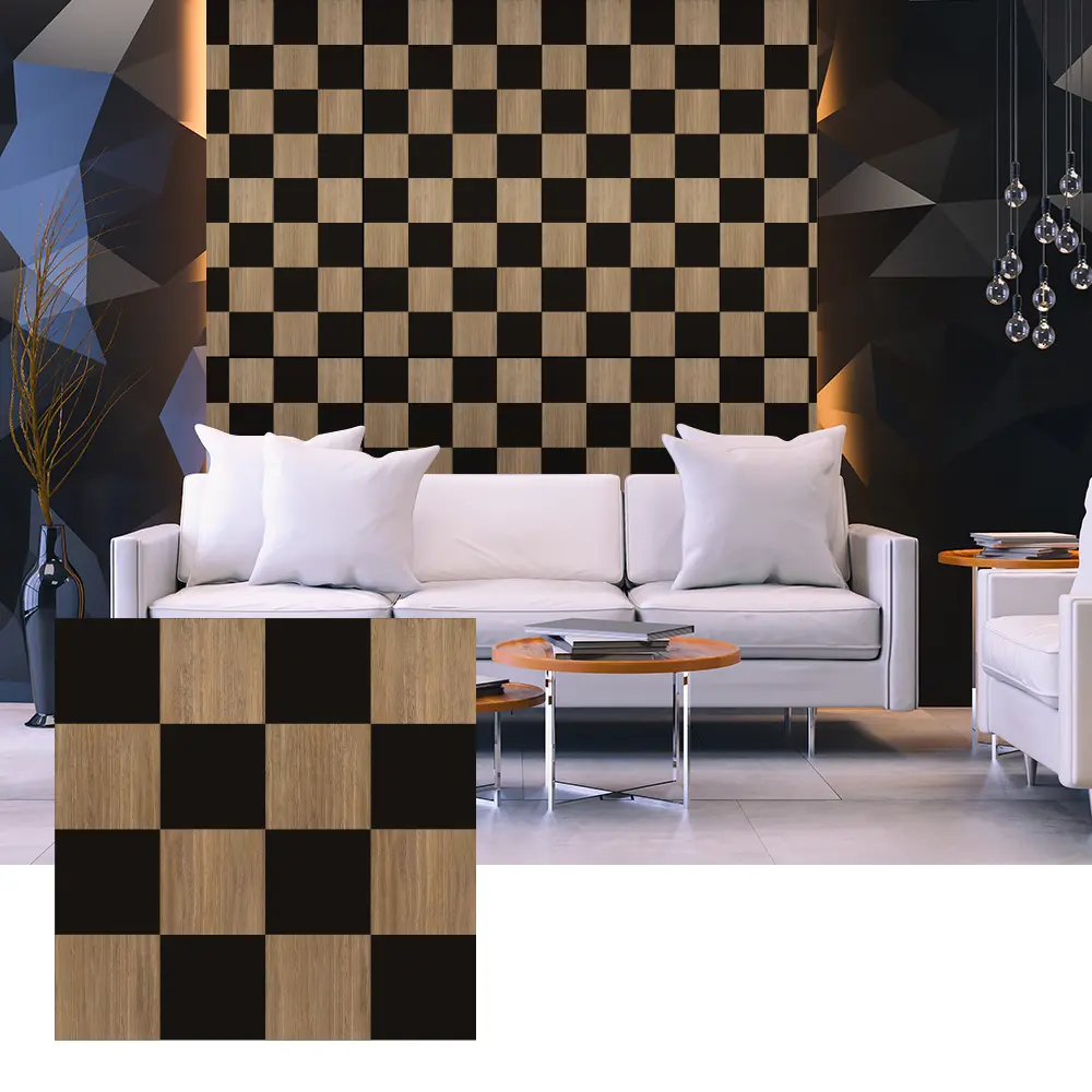 Панелҳои акустикии 3D Wood Veneer барои тарҳрезии девори дохилӣ