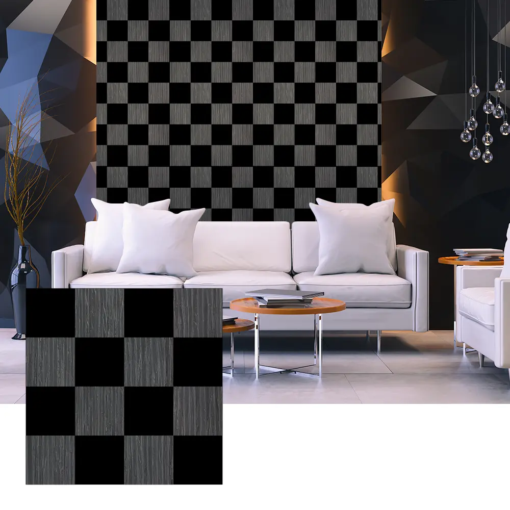 Панелҳои акустикии 3D Wood Veneer барои тарҳрезии девори дохилӣ